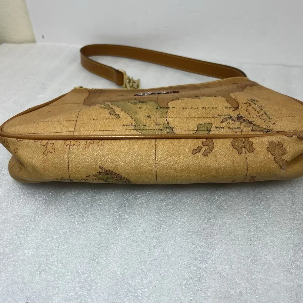 Alviero Martini 1A Classe Geo Map Print Coated Canvas Shoulder Bag Vtg Y2K - Picture 9 of 16